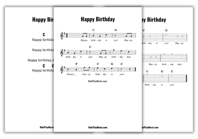 Happy Birthday Guitar Tabs Sheet Music Download