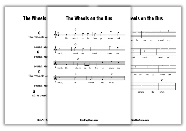 The Wheels on the Bus - Guitar Free PDF Download